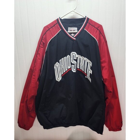 Ohio State Buckeyes Pullover Jacket XXLarge V-Neck Black & Red Embroidered Logo - Picture 1 of 9